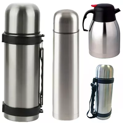 1L/2L Steel Vacuum Kettle Flask Dispenser Hot Cold Tea Coffee Insulated Air Pot • £10.89