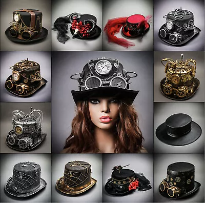 For Men & Women Steampunk Top Hat Victorian Costume Party Prom Top Hat Goggles • $24.90