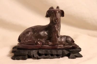 $145 • Buy Antique Chinese Fengshui Bronze Big Horn Sheep/Goat On Wood Base  - Wealth Lucky
