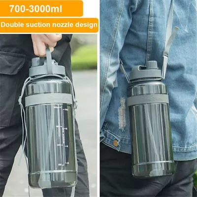 With Straw Water Bottle Kettle Drinking Sucker Travel Sports Large Capacity • $20.75