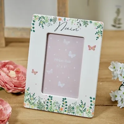 Welsh Nain Ceramic Photo Frame Mum Floral Flowers Mother's Day • £6.99