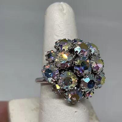 Vintage Sarah Coventry Clustered Aurora Borealis Ring Adjustable • $19.99