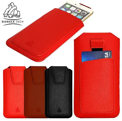 Genuine Leather Case Pull Up Pouch With Card Slot Magnetic Clip Phone Cover  • £4.65