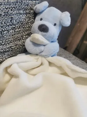 Marks & Spencer Blue Puppy Dog Cream Comfort Blanket Baby Soft Comforter M&S  • £10