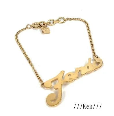 FENDI Key Charm Bracelet Bangle AUTH Logo Mark Chain Vintage Gold 16.5cm F/S • $423.13