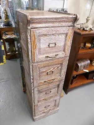 Limed Oak 4 Drawer Filing Cabinet (Ref 258) • £165