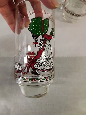 American Greetings Holly Hobbie & Swan The Cat Christmas Coca Cola Glass #2 • $8.09