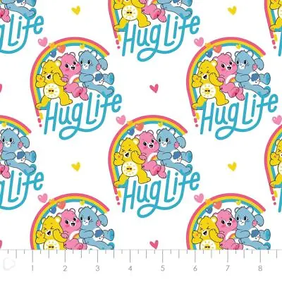 Care Bears Believe Hug Life White Cotton Quilting Fabric 1/2 YARD • $14.95