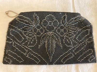 $12.99 • Buy Vintage Floral Design Beaded Black Purse