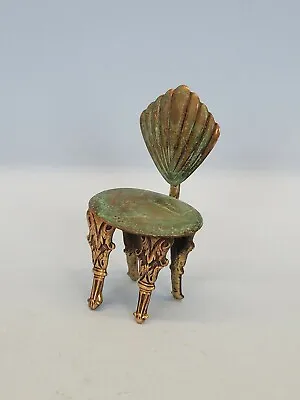 Antique  Dollhouse  Miniature  Chair Gilt Brass Metal Very Ornate! 1:12 Scale  • $75