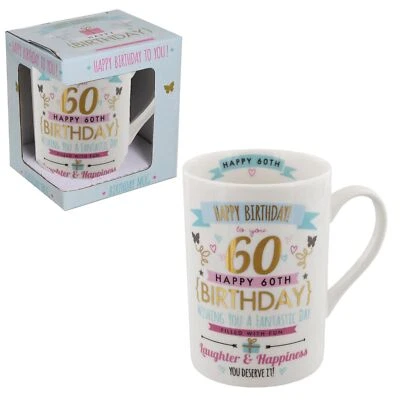 Pink & Gold Signography Range Birthday Mug - 60th Birthday • £8.95