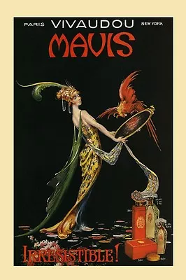 Perfume Paris Vivaudou Parrot New York Mavis Lady Vintage Poster Repro FREE SH • $17.90