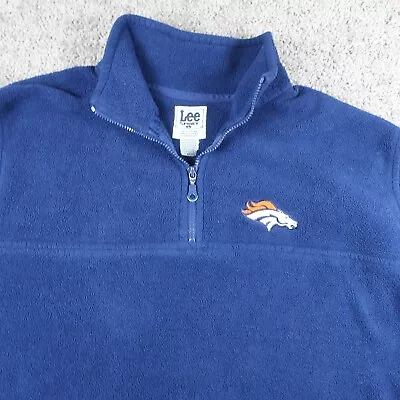 VTG Denver Broncos Fleece Sweatshirt Mens L Lee Sport 1/4 Zip Pullover Pockets • $19.95