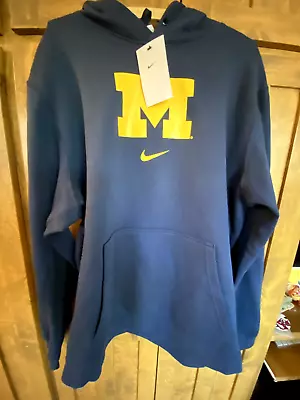 NWT University Of Michigan Nike Mens NWT Hoodie Sweatshirt Navy XXL • $59.99