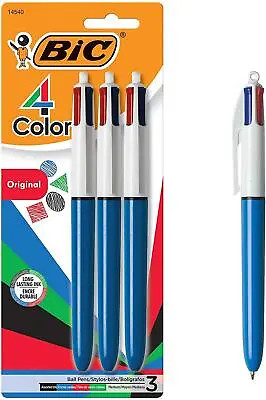 4-color Ball Pen Medium Point 1.0 Mm Assorted Ink 3-count New • $10.98