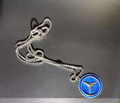 Mercedes-benz Medallion Necklace Silver +  Enamel (guilloche) Unisex 24  Long • $22