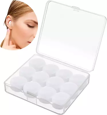 12 Pack Soft Ear Plugs For Sleeping Reusable Moldable Silicone Earplugs Noise C • $10.69