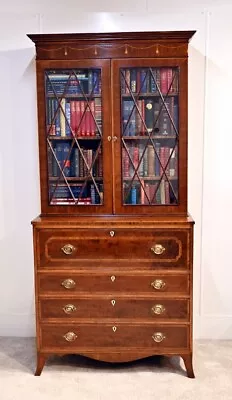 George III Secretaire Bookcase Mahogany Antique 1790 Desk • $3020