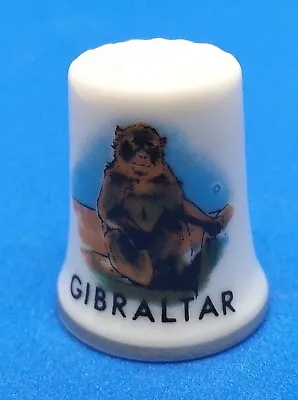 Sewing Thimble Gibraltar Monkey China Gold Rim Vintage Collectable Quality Gift • $4.96