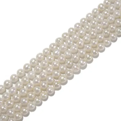 Grade AAA White Fresh Water Pearl Off Round Beads Size 7-8mm 15'' Strand • $20.99