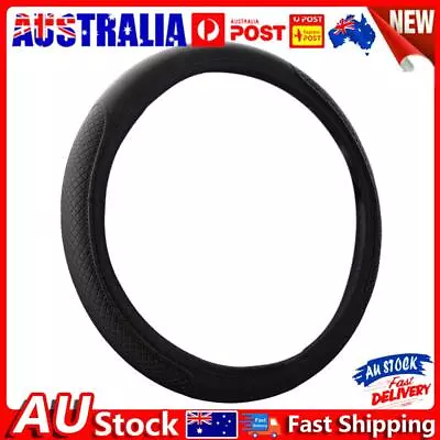 Car Steering Wheel Cover Embossed Protector Elastic Fiber Leather (Black) • $8.49