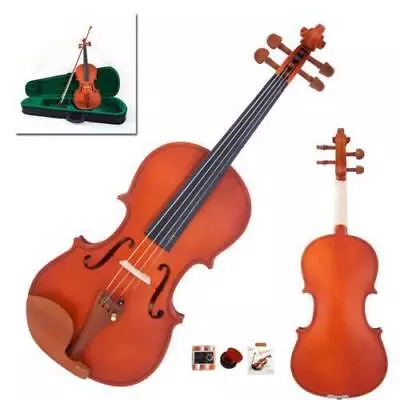 1/2 Matt Natural Color Violin Fiddle Set W/Case+Bow+Rosin+String+Tuner • $49.98