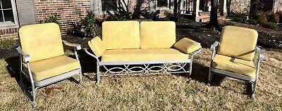 Vtg MID CENTURY Bunting Yellow Slider Glider ALUMINUM Patio Set- • $2700