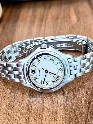 Cartier Cougar Panthere Cougar 26mm Steel Silver Dial Quartz Ladies Watch 987903 • $1150