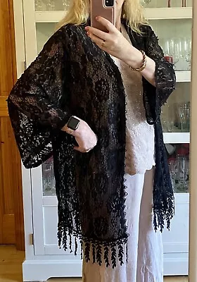 Olla Oh Size Xl Stretch Lace / Beaded Kimono /jacket Black 18-20? • $30