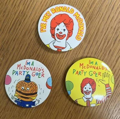3x 1990’s McDonald’s Metal Badges. • £1