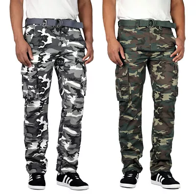 Men's Belted Cargo Pants Lightweight 100% Cotton Camo Work Cargo Pants • $29.99