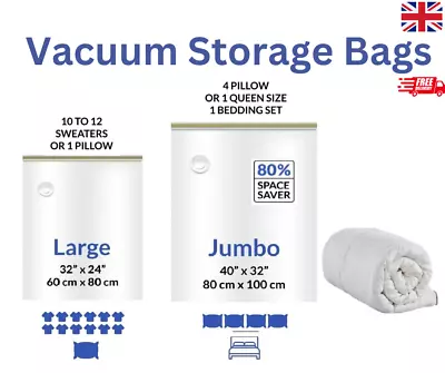 Strong Vacuum Storage Space Saving Bags Vac Bag Space Saver Vacum Vaccum Duvet • £5.25