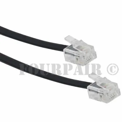 100ft Telephone Line Cord Cable Wire 6P4C RJ11 DSL Modem Fax Phone To Wall Black • $9.95