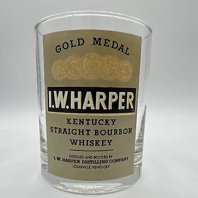 Gold Medal I W Harper Kentucky Straight Bourbon Whiskey Glass 3.5” Nice • $10.99