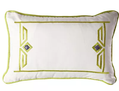 Echo Design Sardinia 12  X 18  Embroidered ONE Decorative Pillow White - Green • $29