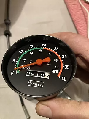 Nice Vintage Sears Black W/ Orange Multi Co Bicycle Speedometer 0-40 MPH 60 KPH • $14.95