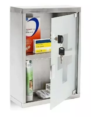 New Metal White Cabinet Steel Locking Medicine Drugs Upboard Storage First Aid • £15.99