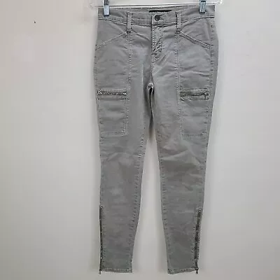 J Brand Skinny Cargo Jeans Women 27 Gray Green Zip Pocket Ankle Mid Rise Stretch • $18.74