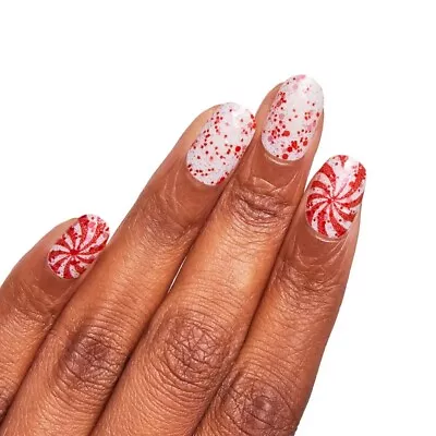 Color Street CANDY CANE CRUSH 100% Nail Polish Strips White And Red Sparkle • $8