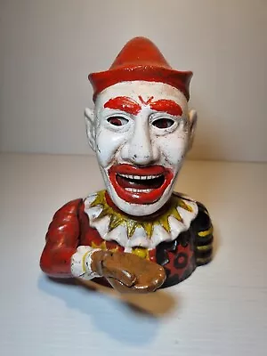 Vintage Cast Iron Clown Humpty Dumpty Money Bank / Box - Working • $110