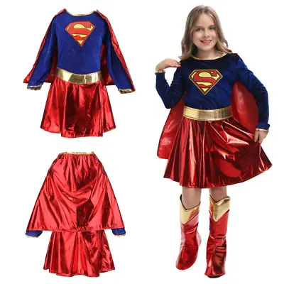 £12.99 • Buy Supergirl Kids Fancy Dress Girls Superhero Costume Xmas Halloween Party Outfit