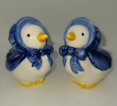 Vintage Chicken With Blue Bonnet And Shawl Salt And Pepper Shakers • $9