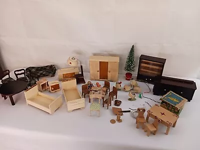 Antique 30s 40s German Wood Cupboard Vintage Dollhouse Miniature Set Lot Hinkel  • $250