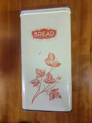 $38 • Buy Vintage MCM Tin Metal Single Shelf BREAD Box Container Farmhouse Country Red
