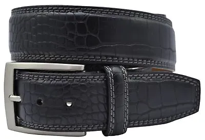 Greg Norman Crocodile Print Leather Golf Belt Or Dress Belt - Black - New W/Tags • $39.95
