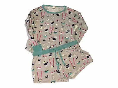 Nite Nite Munki Munki Pajama Set Size Large Sushi Print Shorts Long Sleeve Top • $15