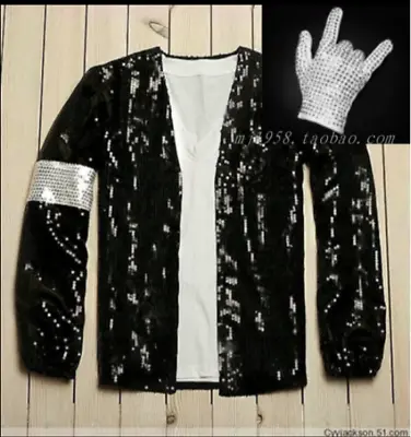 Michael Jackson MJ Billie Jean Costume Dress Jacket Coat Billie Jean Glove Leisu • £21