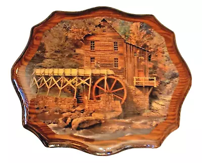 VINTAGE OLD WATER WHEEL  WOOD WALL ART PLAQUE MCM RETRO 13 Tall 15 Wide • $45