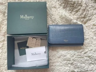 Mulberry Crocodile-embossed Wallet Blue Shipped From Japan • $140