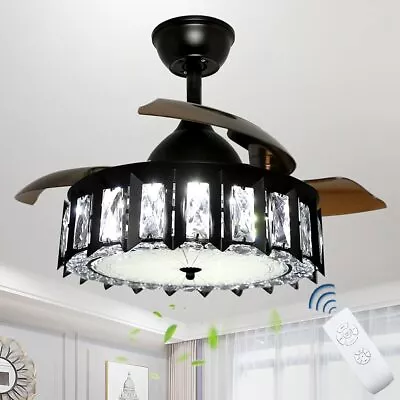 Crystal Ceiling Fans With Lights & Remote LED Fan Chandelier 3 Colors Changeable • $159.66